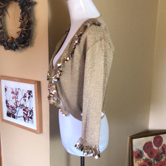 Vtg JOSEPH A Paris-Lisbon-NY sz XL Metallic Topper Elegant Netting Sequin NEW - Picture 7 of 17